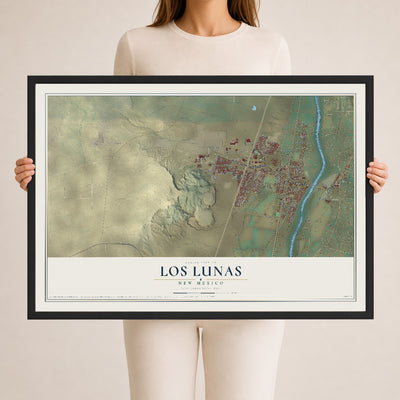 Map of Los Lunas, New Mexico, 24 x 36 inch print in a black wood frame