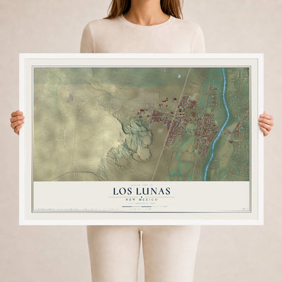 Map of Los Lunas, New Mexico, 24 x 36 inch print in a white wood frame