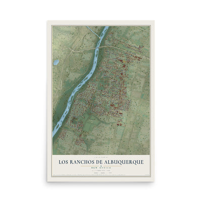 Map of Los Ranchos de Albuquerque, New Mexico, 12 x 18 inch unframed archival matte print