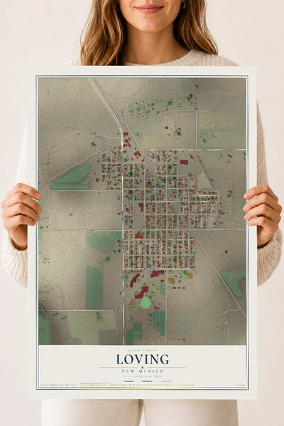 Map of Loving, New Mexico, 18 x 24 inch unframed archival matte print