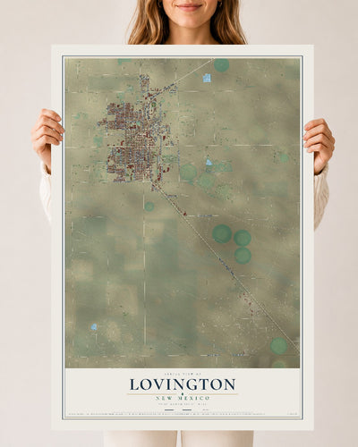 Map of Lovington, New Mexico, 24 x 36 inch unframed archival matte print