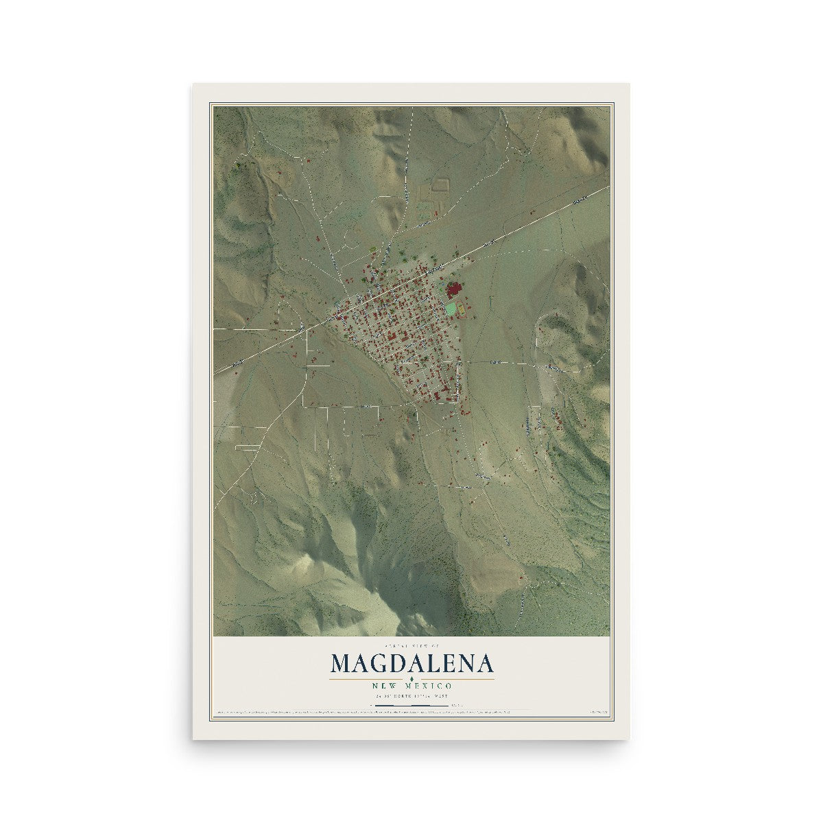 Map of Magdalena, New Mexico, 12 x 18 inch unframed archival matte print