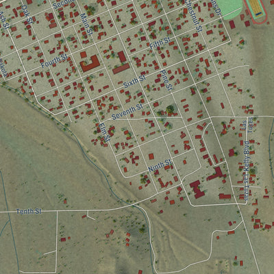 Close-up of the map of Magdalena, New Mexico print showing street and building detail