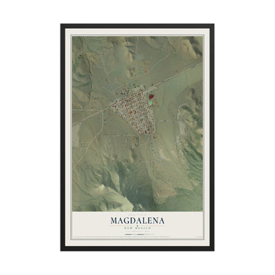 Map of Magdalena, New Mexico, 12 x 18 inch print in a black wood frame