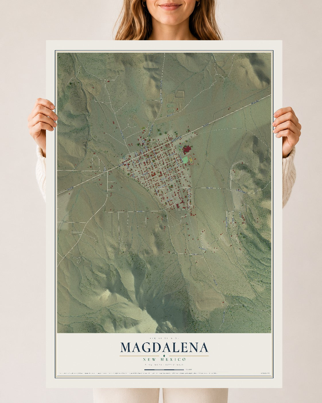 Map of Magdalena, New Mexico, 24 x 36 inch unframed archival matte print