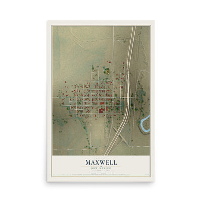 Map of Maxwell, New Mexico, 12 x 18 inch unframed archival matte print