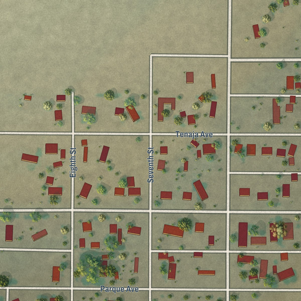 Second close-up of the map of Maxwell, New Mexico print showing more streets and buildings
