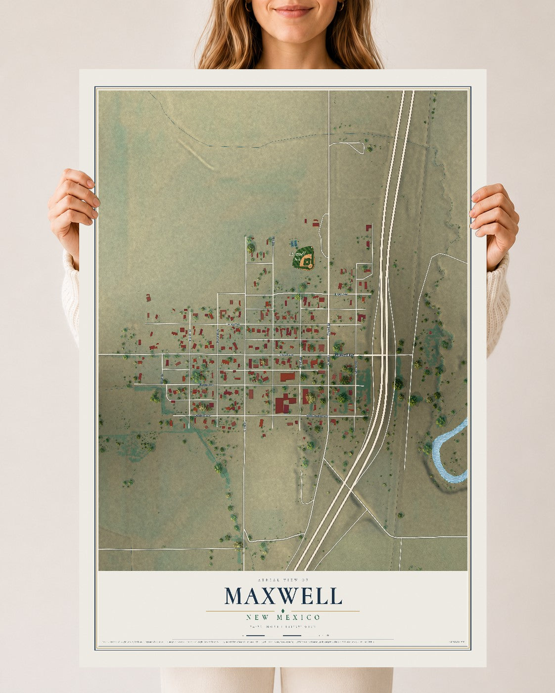 Map of Maxwell, New Mexico, 24 x 36 inch unframed archival matte print