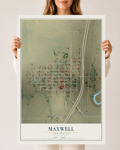 Map of Maxwell, New Mexico, 24 x 36 inch unframed archival matte print