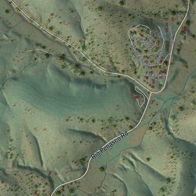 Close-up of the map of Mayhill, New Mexico print showing street and building detail