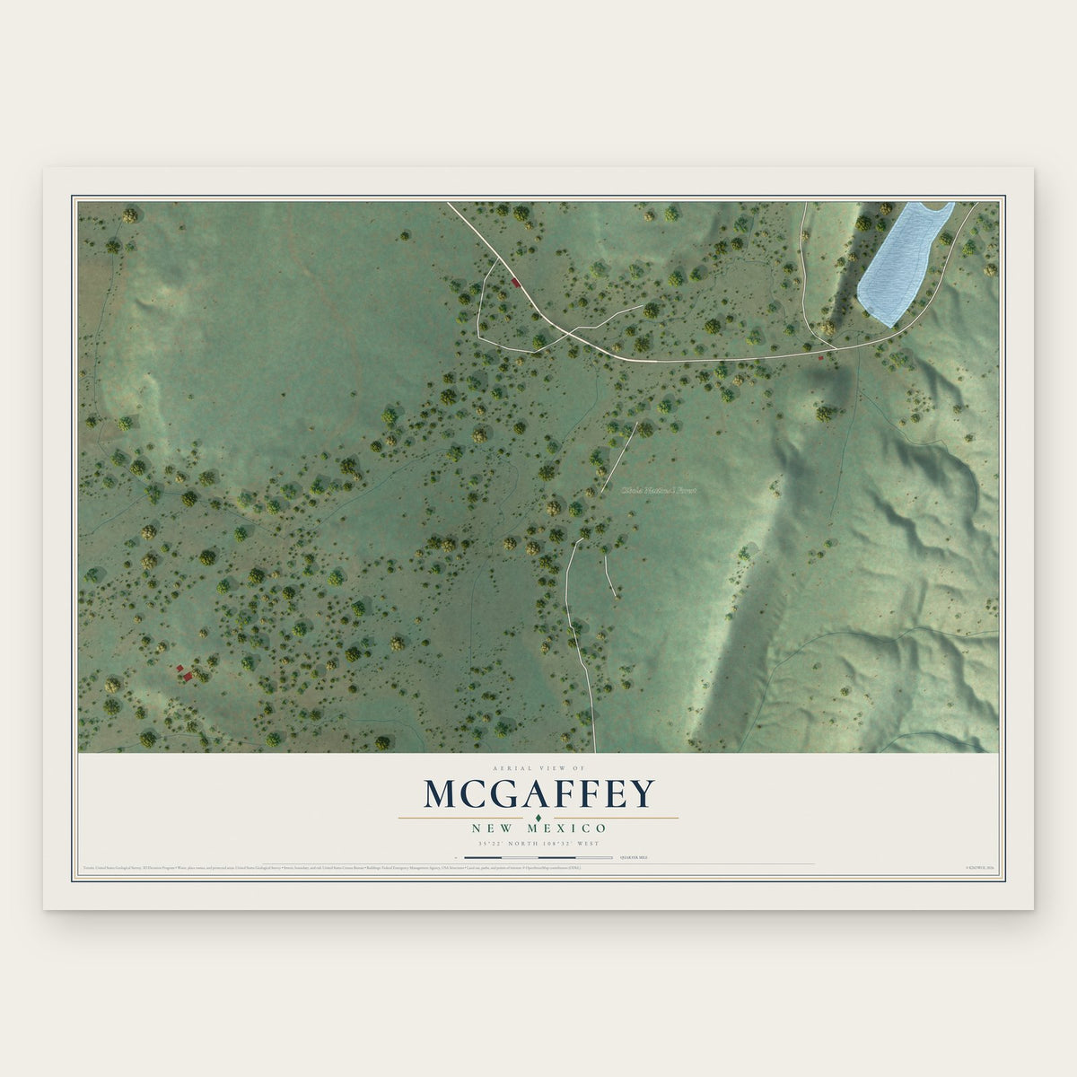 McGaffey, New Mexico map print, the full design