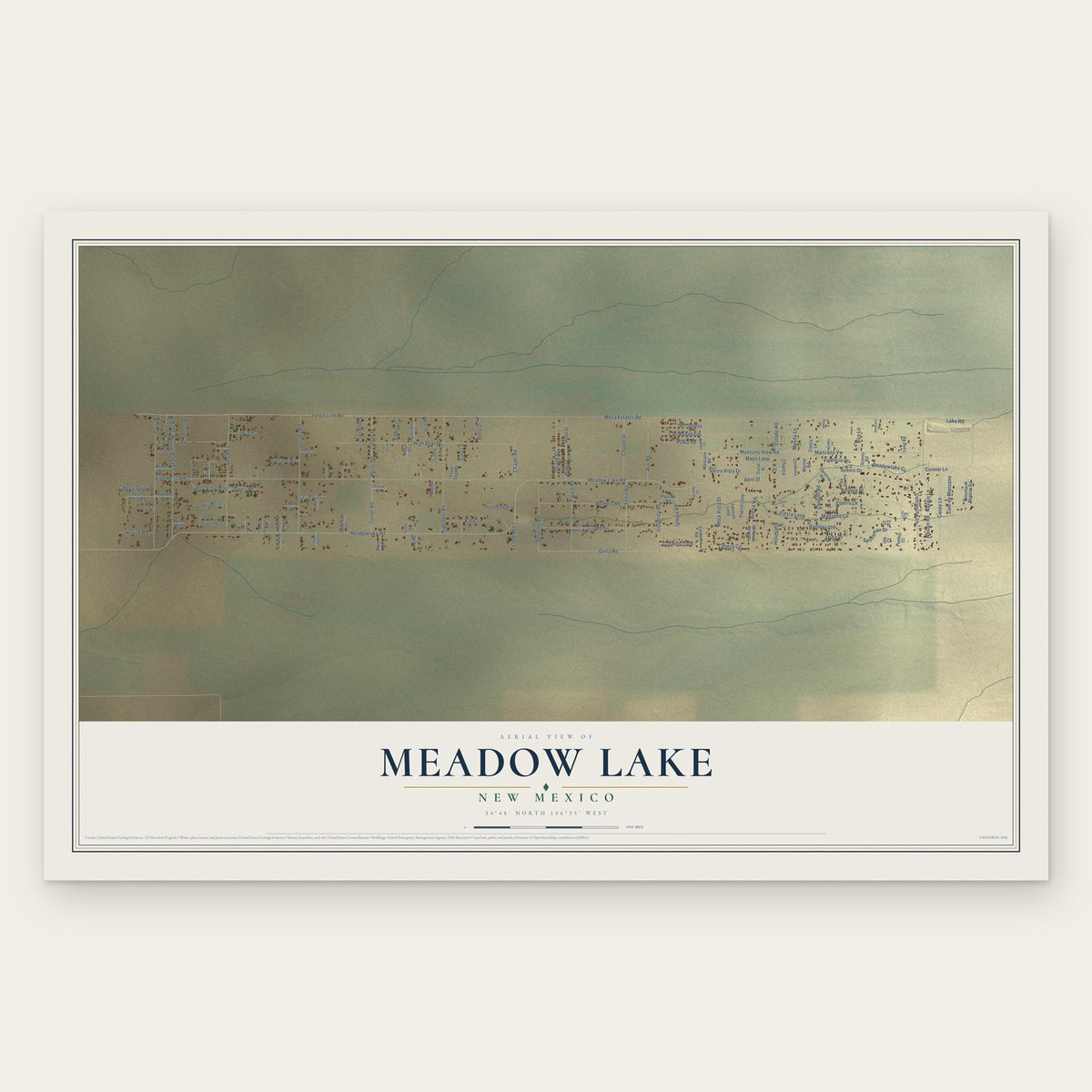 Meadow Lake, New Mexico map print, the full design