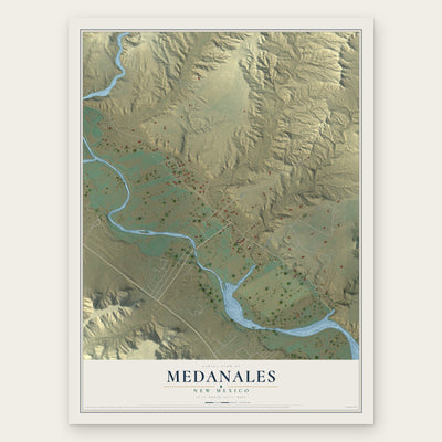 Medanales, New Mexico map print, the full design