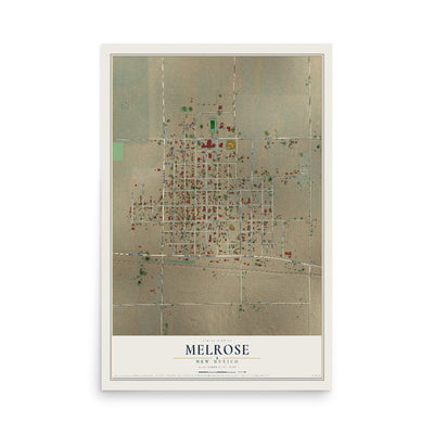 Map of Melrose, New Mexico, 12 x 18 inch unframed archival matte print