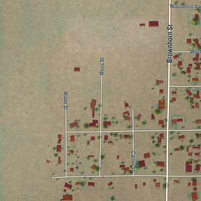 Second close-up of the map of Melrose, New Mexico print showing more streets and buildings