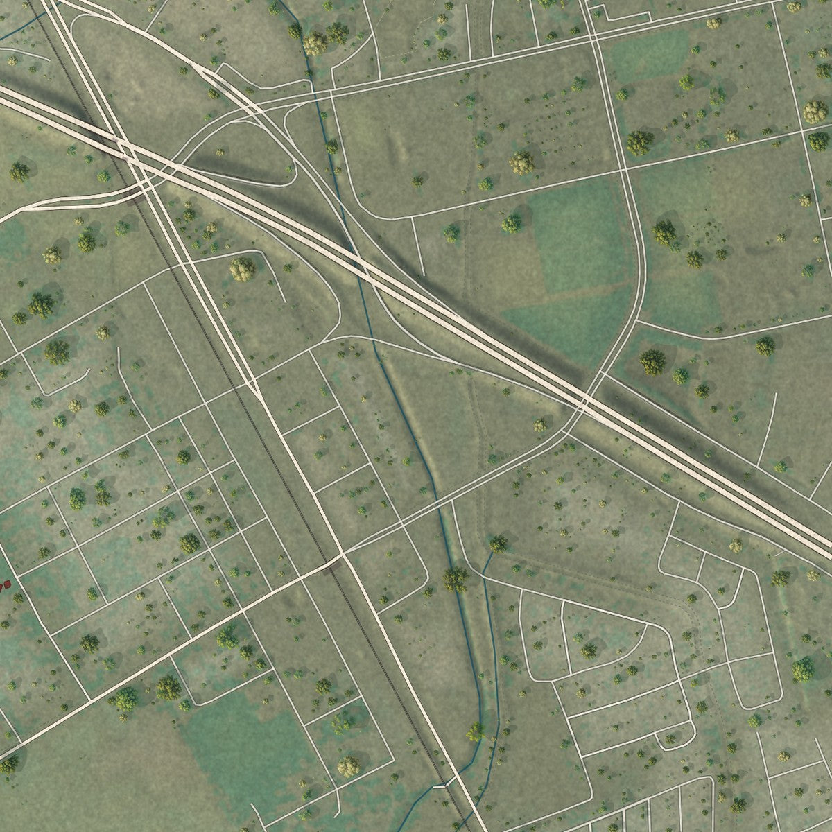 Close-up of the map of Mesilla, New Mexico print showing street and building detail