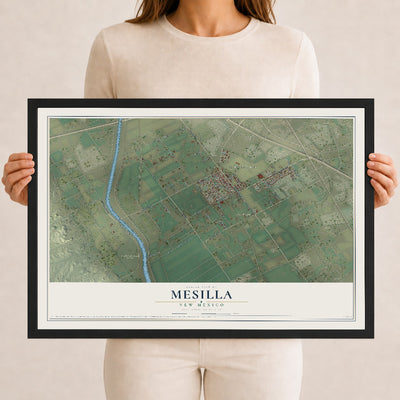 Map of Mesilla, New Mexico, 12 x 18 inch print in a black wood frame