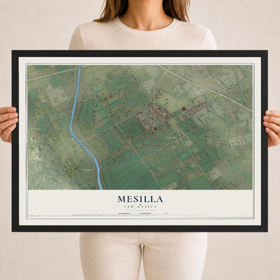 Map of Mesilla, New Mexico, 18 x 24 inch print in a black wood frame