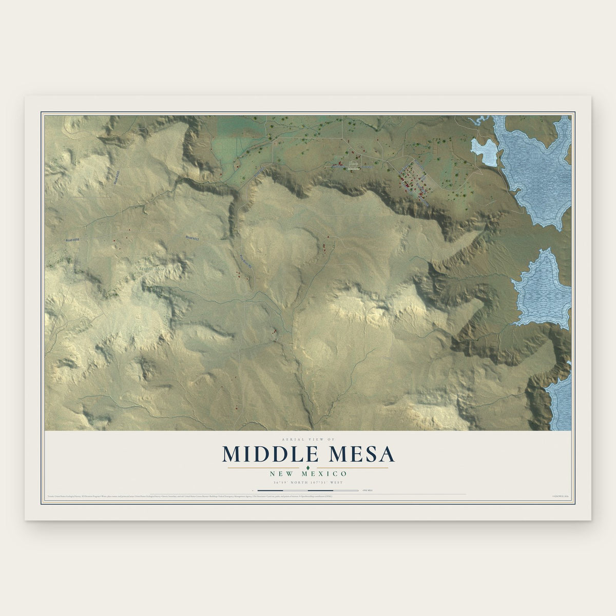 Middle Mesa, New Mexico map print, the full design