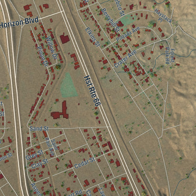 Close-up of the map of Milan, New Mexico print showing street and building detail