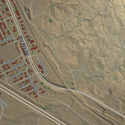 Second close-up of the map of Milan, New Mexico print showing more streets and buildings