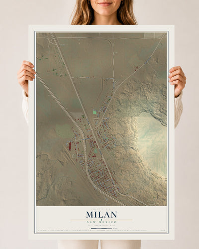 Map of Milan, New Mexico, 24 x 36 inch unframed archival matte print