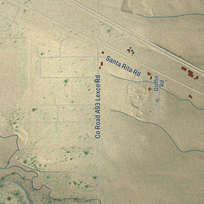 Second close-up of the map of Moriarty, New Mexico print showing more streets and buildings