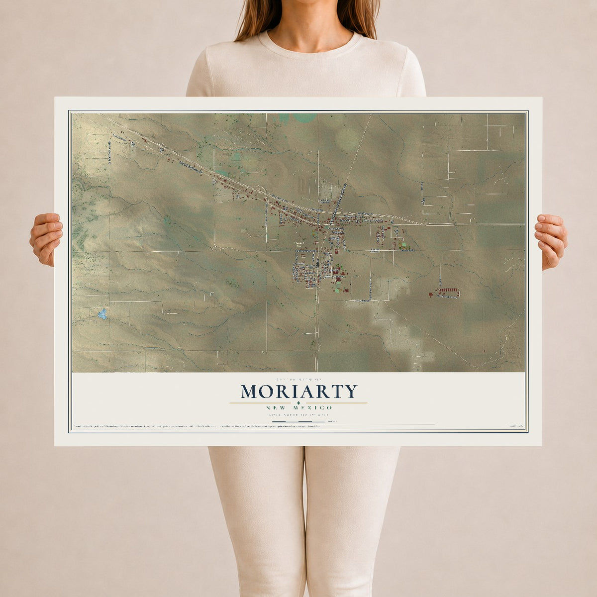 Map of Moriarty, New Mexico, 24 x 36 inch unframed archival matte print