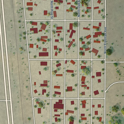 Close-up of the map of Morningside, New Mexico print showing street and building detail