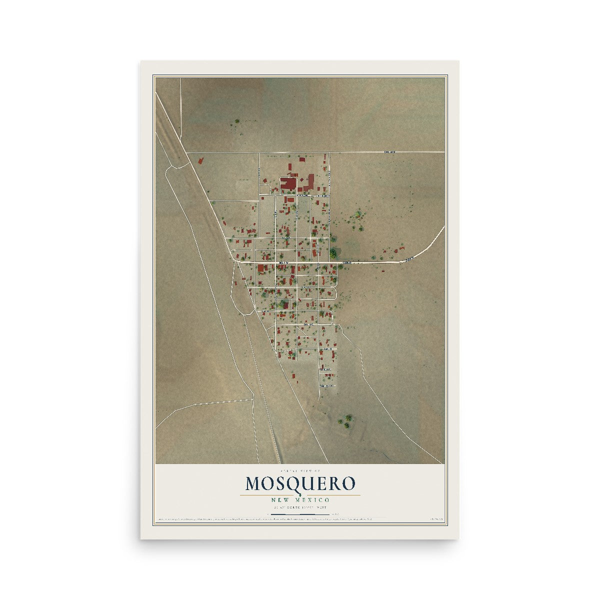 Map of Mosquero, New Mexico, 12 x 18 inch unframed archival matte print