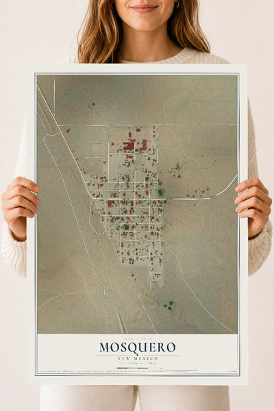 Map of Mosquero, New Mexico, 18 x 24 inch unframed archival matte print
