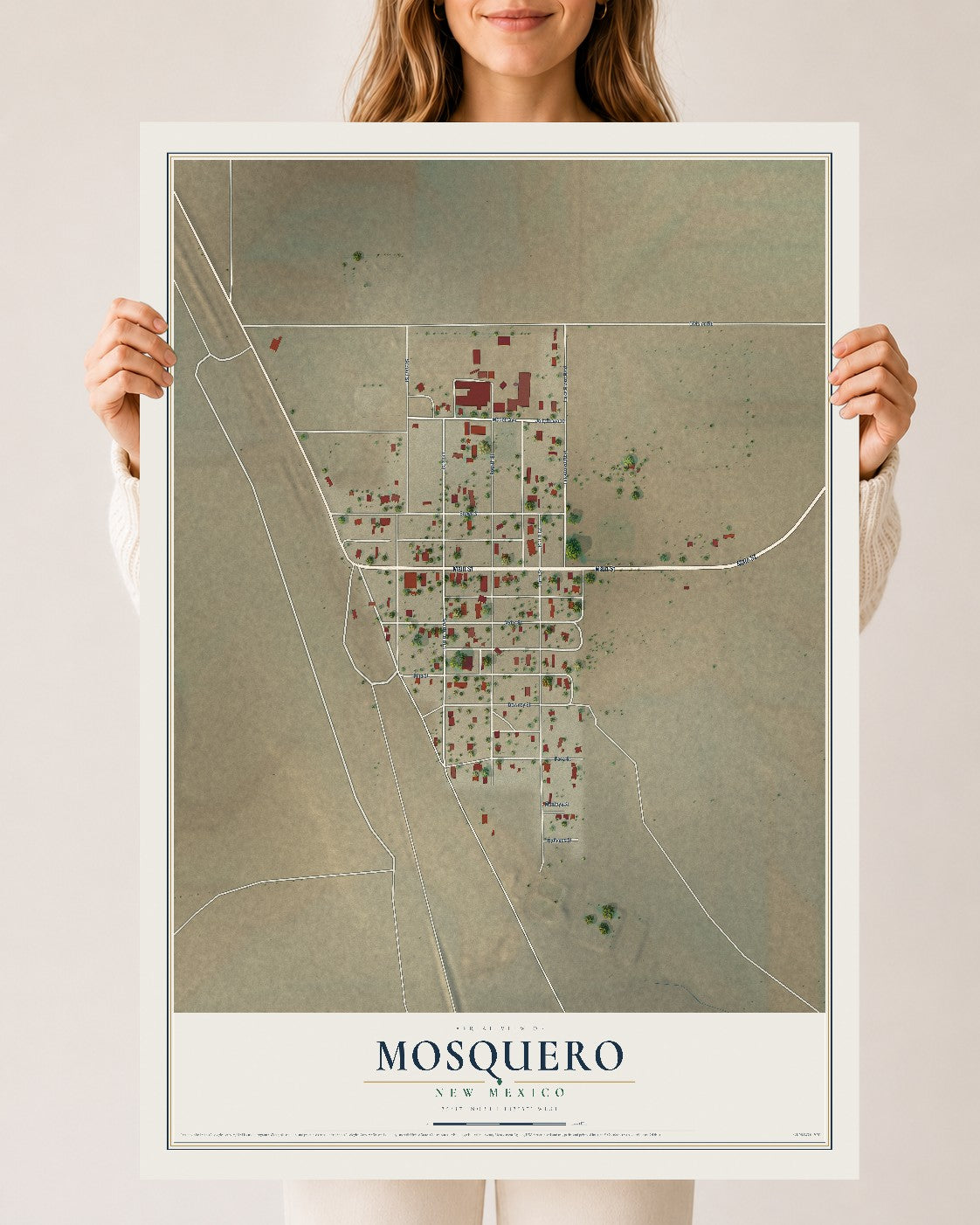 Map of Mosquero, New Mexico, 24 x 36 inch unframed archival matte print