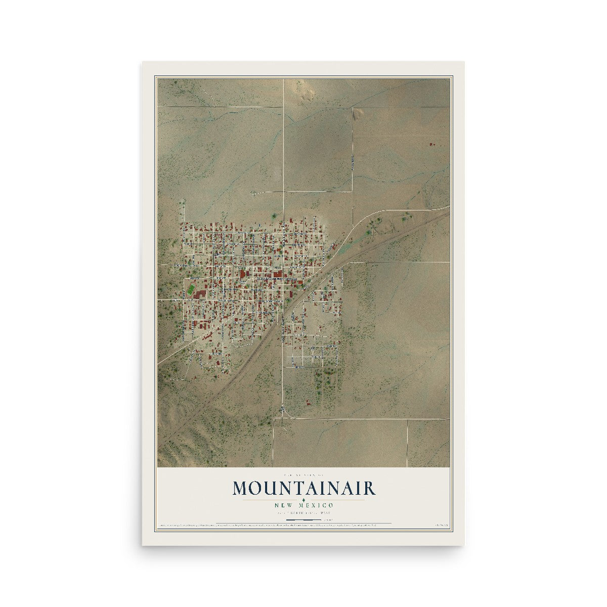 Map of Mountainair, New Mexico, 12 x 18 inch unframed archival matte print