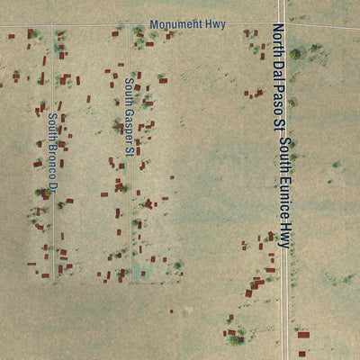 Close-up of the map of Nadine, New Mexico print showing street and building detail