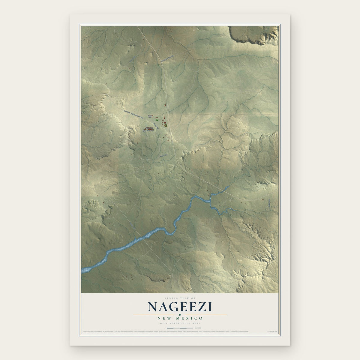 Nageezi, New Mexico map print, the full design