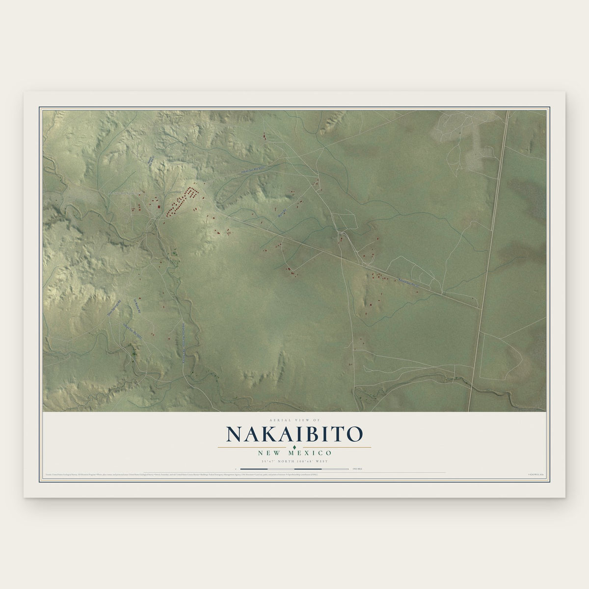 Nakaibito, New Mexico map print, the full design