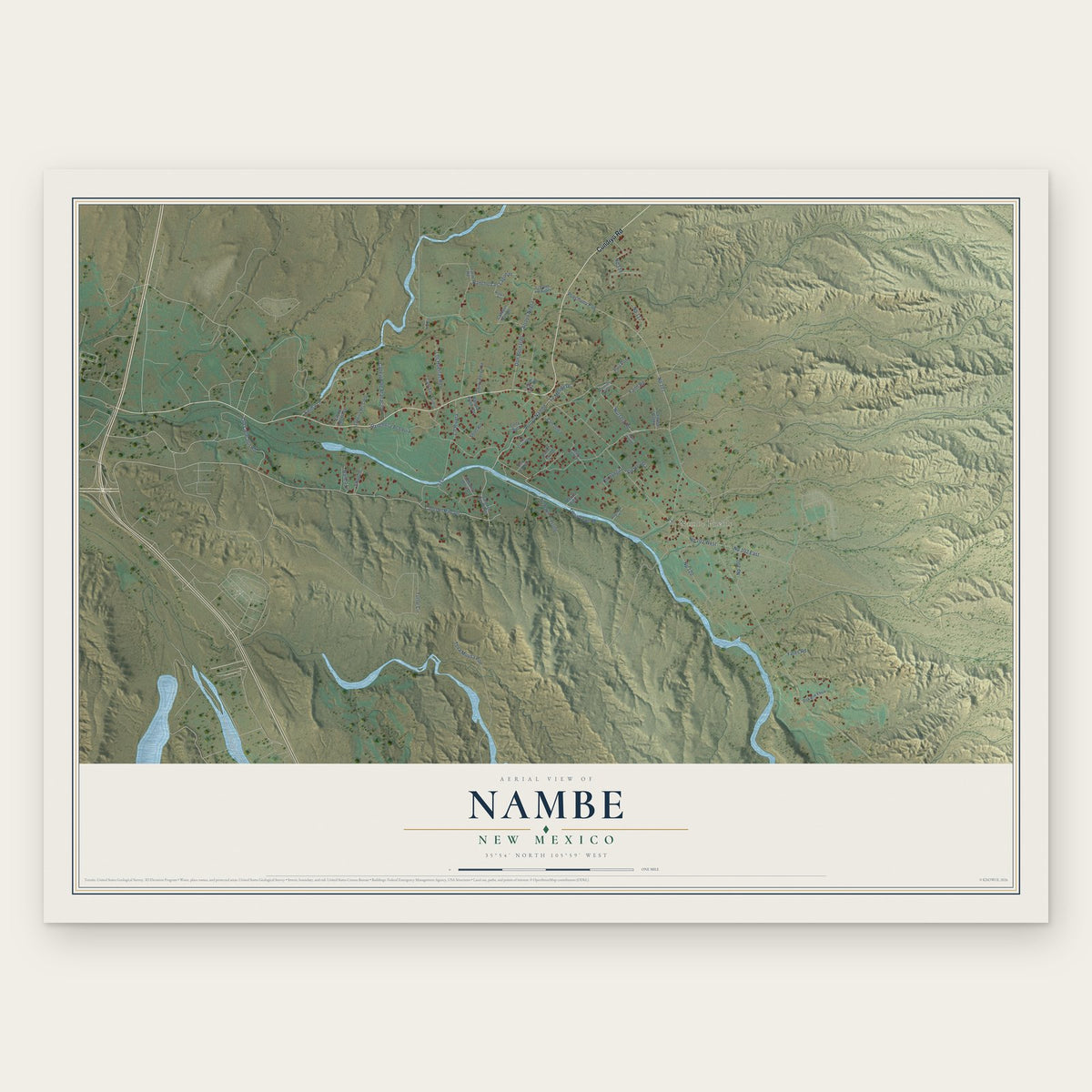 Nambe, New Mexico map print, the full design