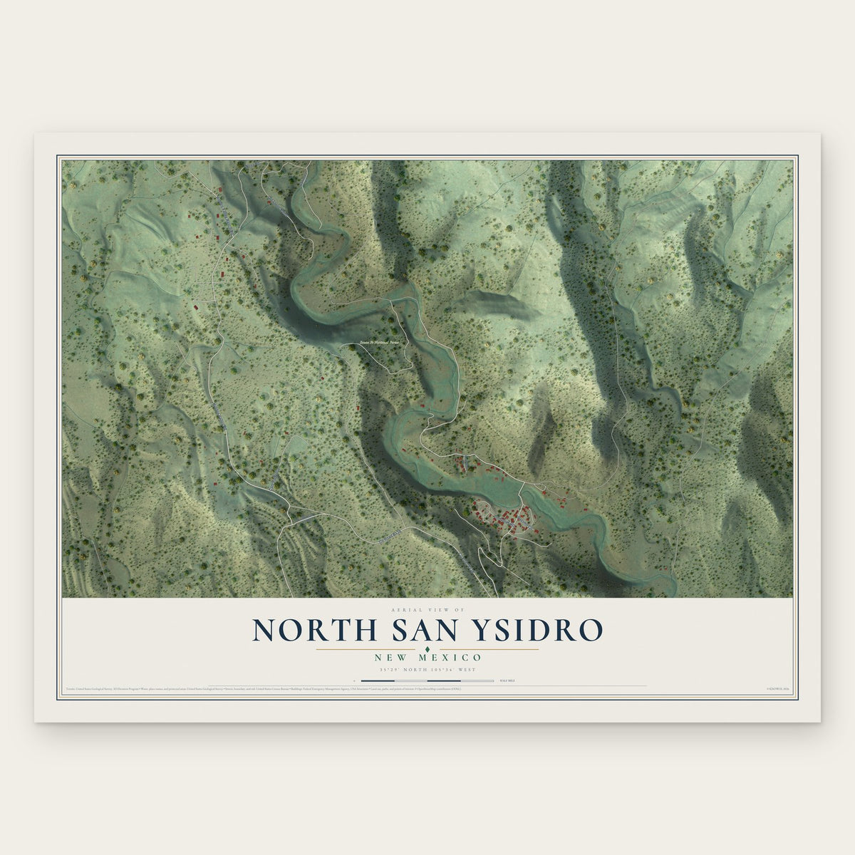North San Ysidro, New Mexico map print, the full design