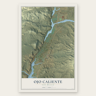 Ojo Caliente, New Mexico map print, the full design