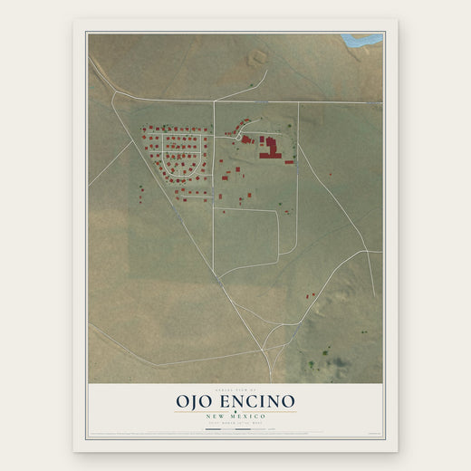 Ojo Encino, New Mexico map print, the full design