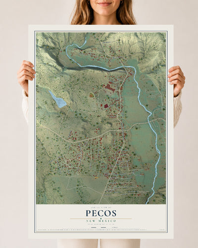 Map of Pecos, New Mexico, 24 x 36 inch unframed archival matte print