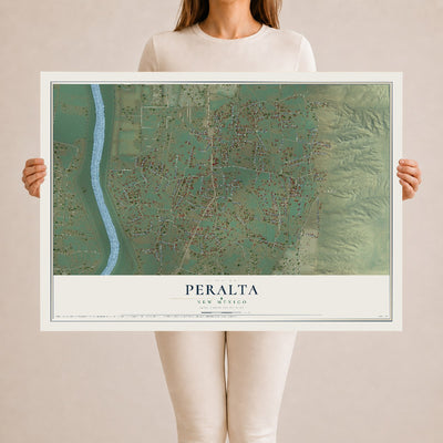 Map of Peralta, New Mexico, 24 x 36 inch unframed archival matte print