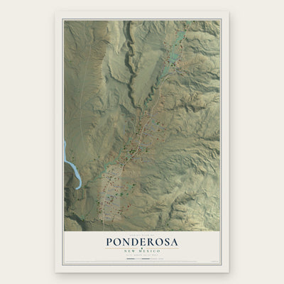 Ponderosa, New Mexico map print, the full design