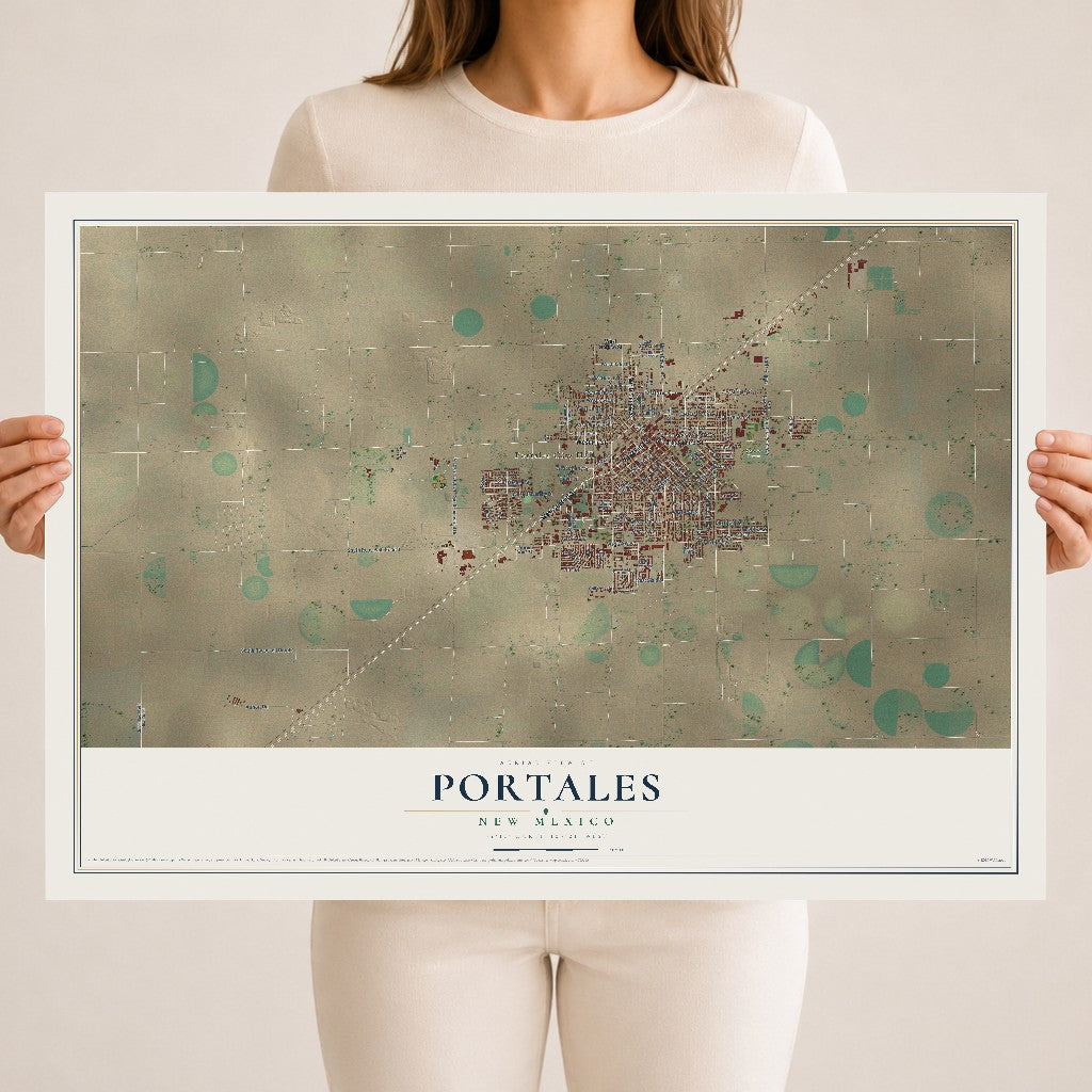 Map of Portales, New Mexico, 18 x 24 inch unframed archival matte print