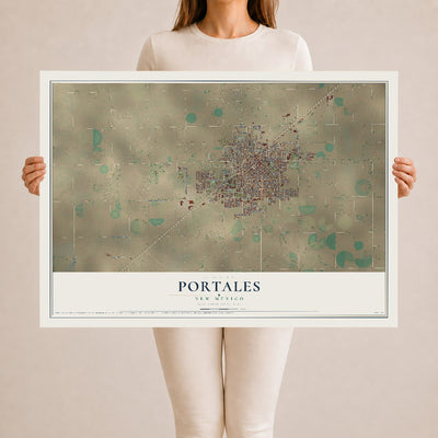 Map of Portales, New Mexico, 24 x 36 inch unframed archival matte print