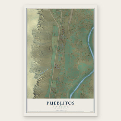 Pueblitos, New Mexico map print, the full design