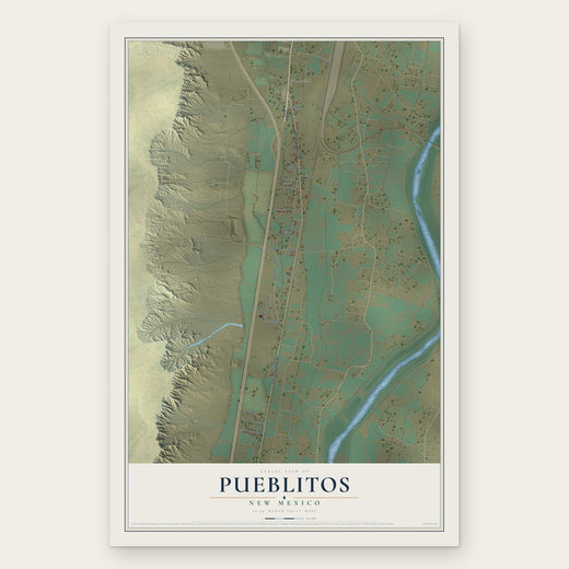 Pueblitos, New Mexico map print, the full design
