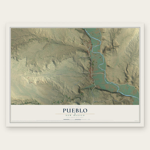 Pueblo, New Mexico map print, the full design