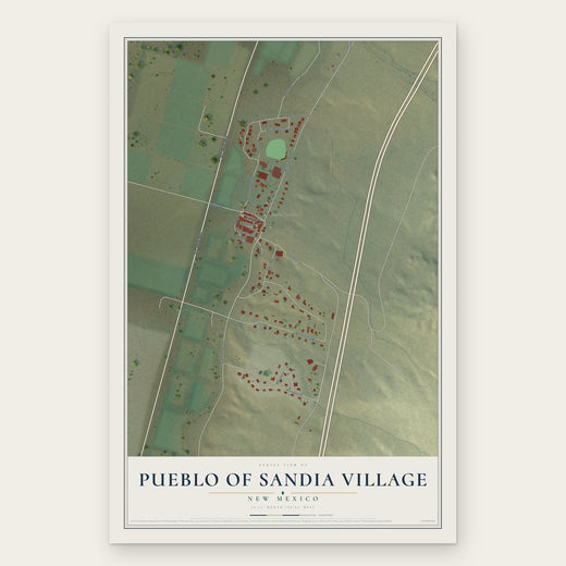 Pueblo of Sandia Village, New Mexico map print, the full design