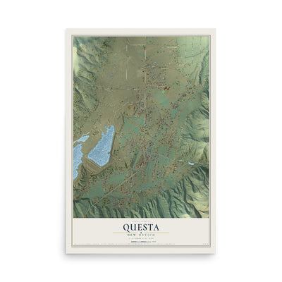 Map of Questa, New Mexico, 12 x 18 inch unframed archival matte print